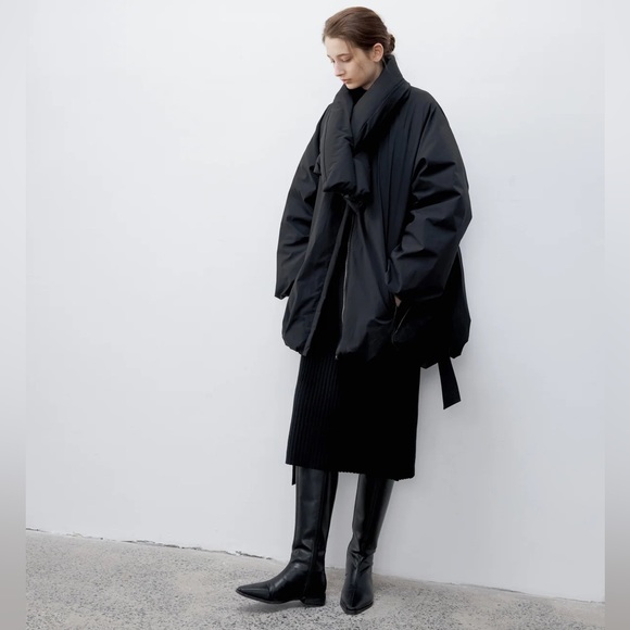 NWOT Tageechita Tie Waist Down Jacket Scarf Set - Picture 7 of 12